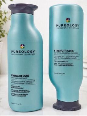 NEW! Pureology Strength Cure Shampoo & Conditioner Bundle Damaged Hair Repair